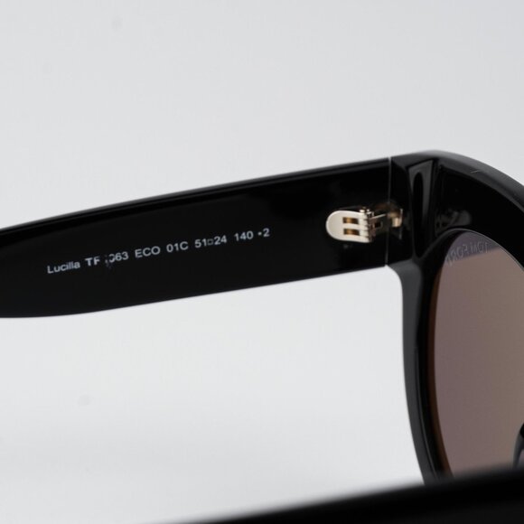 Tom Ford Women Sunglasses LUCILLA Shiny Black Smoke Mirror Cat Eye FT1063/S 01C - Picture 9 of 12